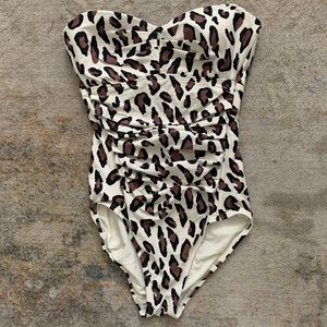 DKNY Cheetah Print Ruched One-piece Swimsuit